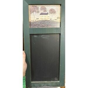Warren Kimble Folk Art Chalkboard White House on Hill Primitive Farmhouse Green